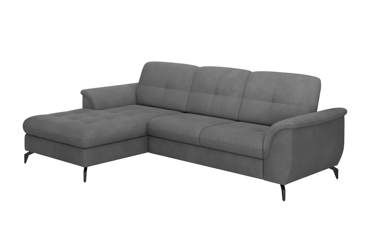 ECKSOFA ZORA E Grau Flachgewebe  - Schwarz/Grau, MODERN, Textil/Metall (164/262cm) - Sit & More