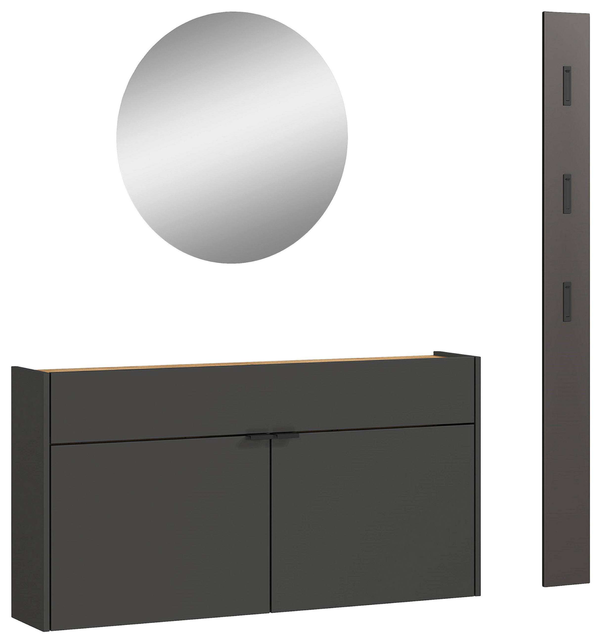 GARDEROBE 3-teilig in 140/200/22 cm - Eichefarben/Graphitfarben, Design, Glas/Holzwerkstoff (140/200/22cm)