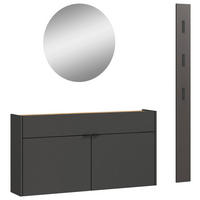 GARDEROBE 3-teilig  in 140/200/22 cm  - Eichefarben/Graphitfarben, Design, Glas/Holzwerkstoff (140/200/22cm)