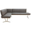ECKBANK 257/162 cm  in Schlammfarben  - Edelstahlfarben/Schlammfarben, Design, Leder/Holz (257/162cm) - Ambiente
