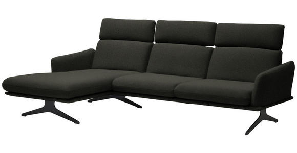 ECKSOFA in Flachgewebe Schwarz  152/259 cm  - Schwarz, Design, Textil/Metall (152/259cm) - Dieter Knoll