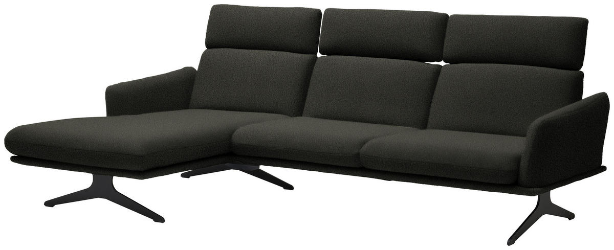 ECKSOFA in Flachgewebe Schwarz  - Schwarz, Design, Textil/Metall (152/259cm) - Dieter Knoll