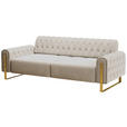 2-SITZER-SOFA Velours Beige  - Beige/Goldfarben, KONVENTIONELL, Textil/Metall (194/90/97cm) - Carryhome