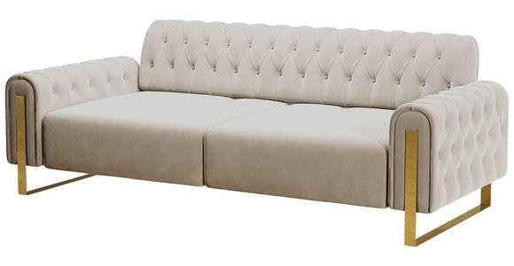 2-SITZER-SOFA Velours Beige  - Beige/Goldfarben, KONVENTIONELL, Textil/Metall (194/90/97cm) - Carryhome