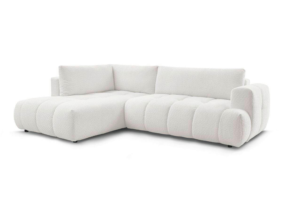 ECKSCHLAFSOFA EVEREST Bouclé Weiß  inkl. Rückenkissen, Schlaffunktion  - Schwarz/Weiß, MODERN, Kunststoff/Textil (204/282cm)
