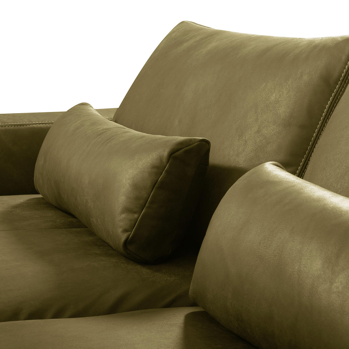 3-SITZER-SOFA  in Echtleder Olivgrün   - Beige/Schwarz, Design, Leder/Kunststoff (300/85/123cm) - Livetastic