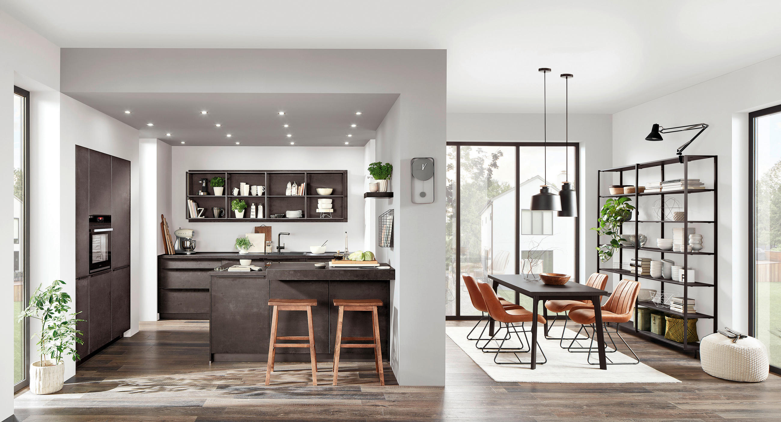 EINBAUKÜCHE   - Schwarz, Design, Holzwerkstoff - Celina