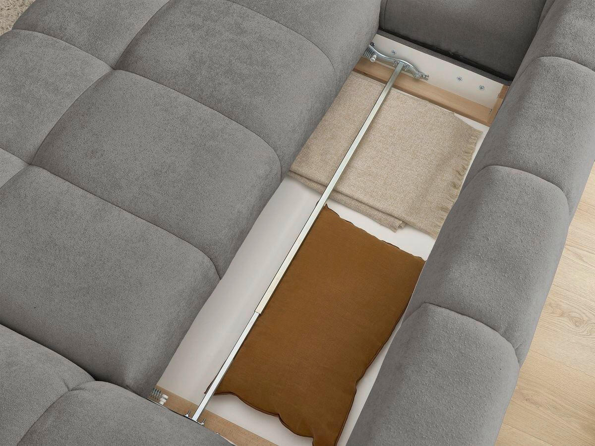 ECKSCHLAFSOFA EVEREST  mit Rücken echt, Armteil links, Armteil rechts Struktur Dunkelgrau  - Dunkelgrau/Schwarz, MODERN, Kunststoff/Textil (180/318cm) - Livetastic