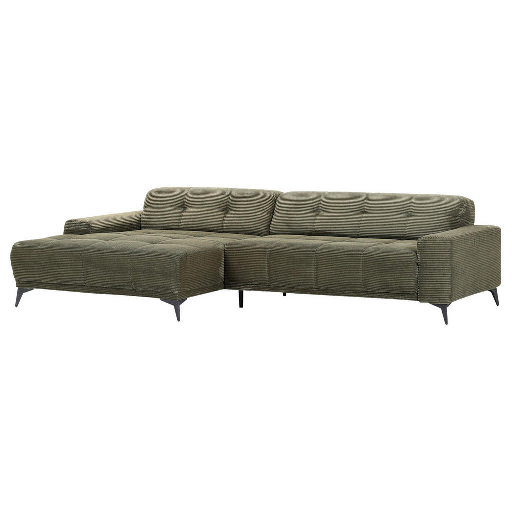 Thumbnail - Carryhome Ecksofa, Dunkelgrün, Textil, 2-3-Sitzer, Ottomane links, L-Form, 295x165 cm, seitenverkehrt erhältlich, Rücken...
