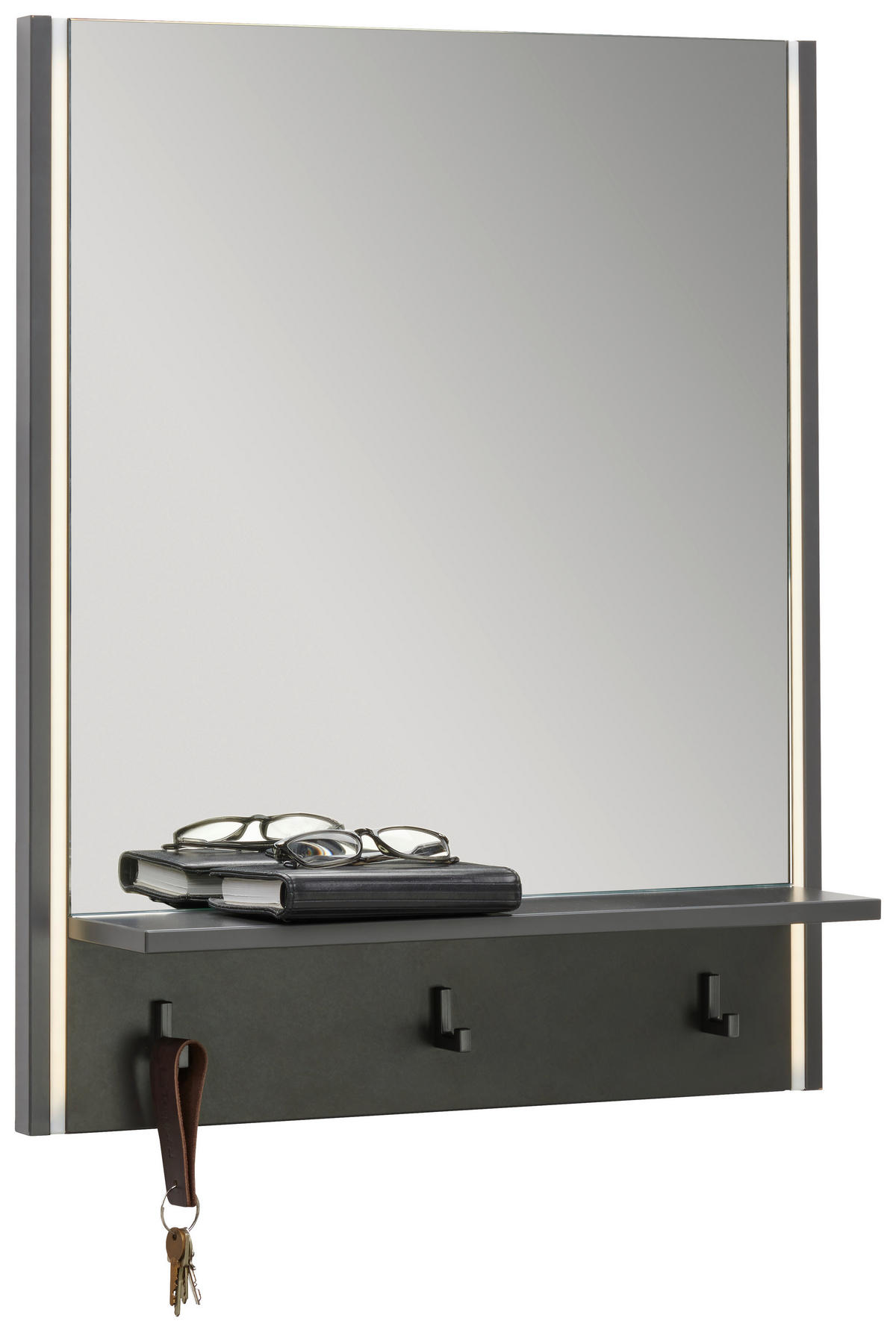 WANDSPIEGEL 60/80/17 cm    in rechteckig  - Grau, Design, Glas/Holzwerkstoff (60/80/17cm) - Hom`in