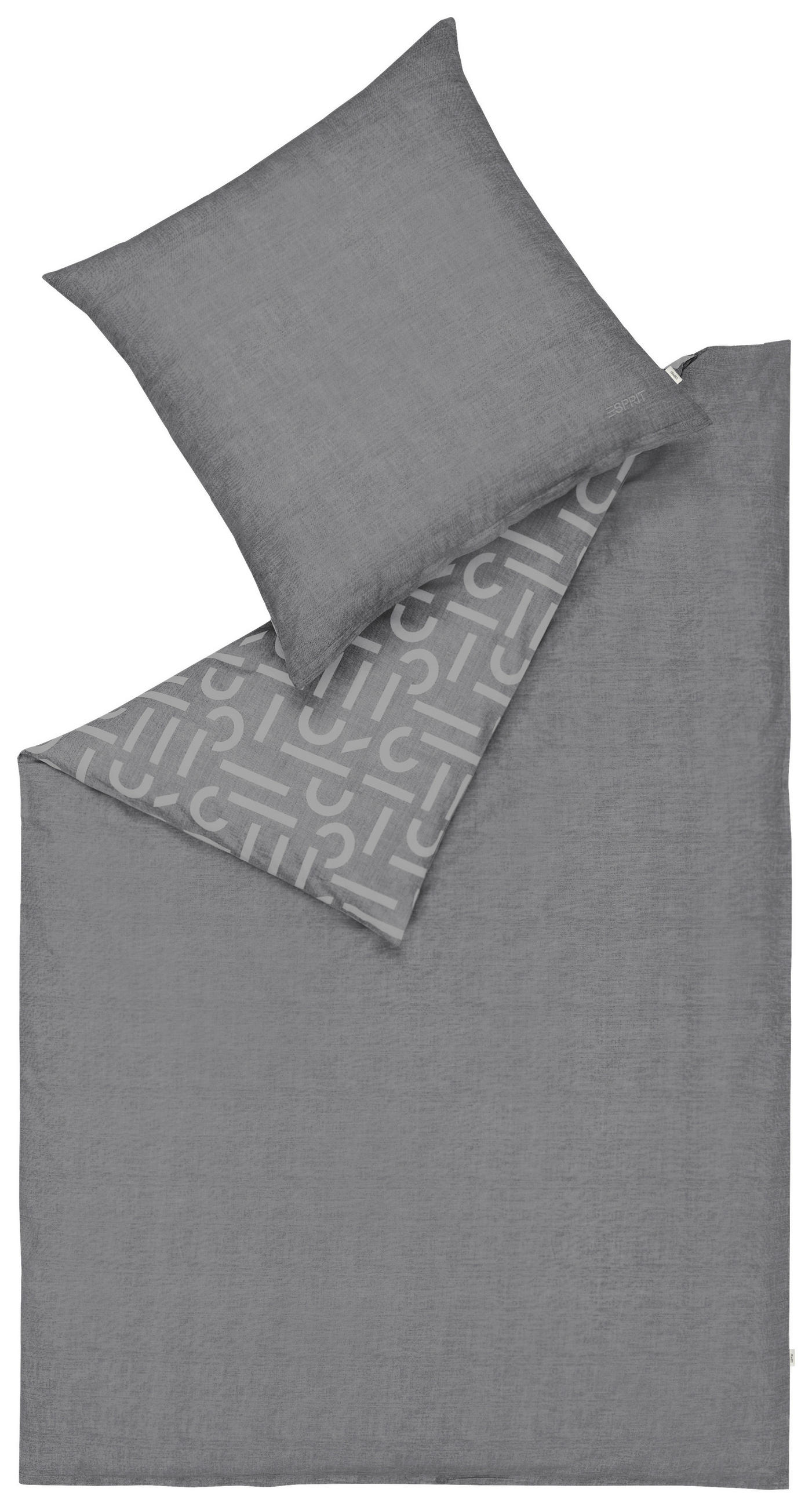 OBOJSTRANNÁ POSTEĽNÁ BIELIZEŇ, flanel, antracitová, sivá, 135/200 cm - sivá/antracitová, Basics, textil (135/200cm) - Esprit