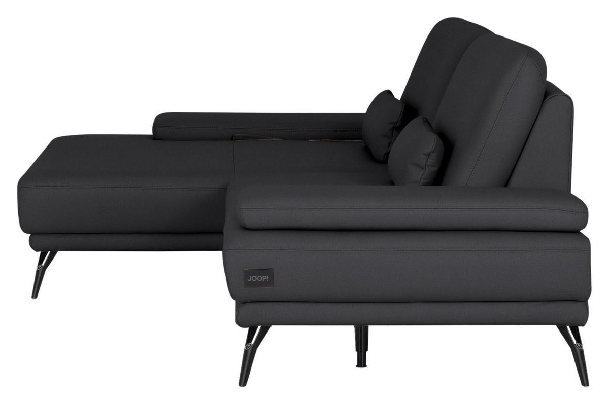 ECKSOFA Echtleder Anthrazit  - Anthrazit/Schwarz, Konventionell, Leder/Metall (180/301cm) - Joop!