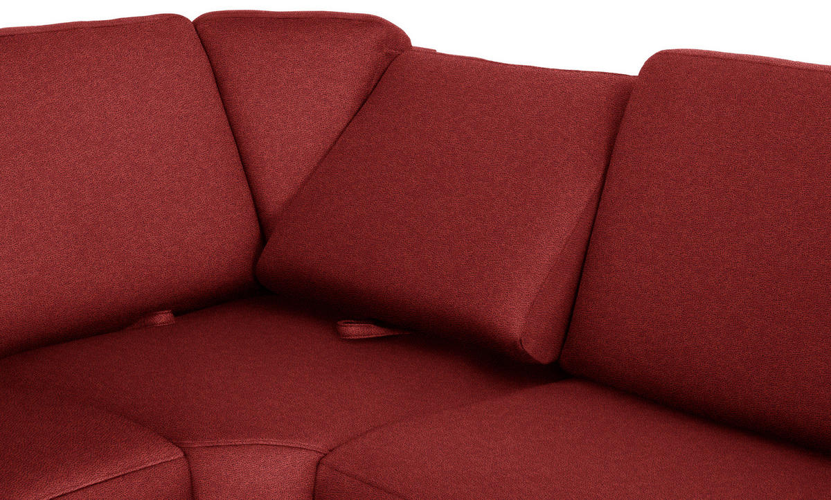 WOHNLANDSCHAFT in Flachgewebe Rot  - Chromfarben/Rot, Konventionell, Textil/Metall (163/330/240cm) - Beldomo System