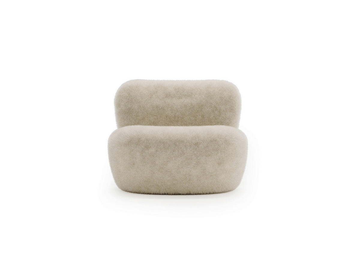 SESSEL Teddystoff Creme  - Creme/Schwarz, Design, Holz/Textil (76/70/70cm) - Livetastic