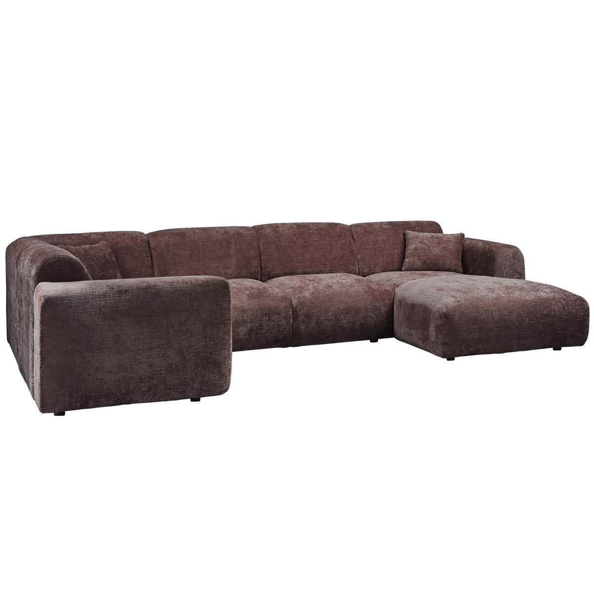 WOHNLANDSCHAFT Braun Chenille  - Schwarz/Braun, Design, Kunststoff/Textil (198/345/174cm) - Livetastic