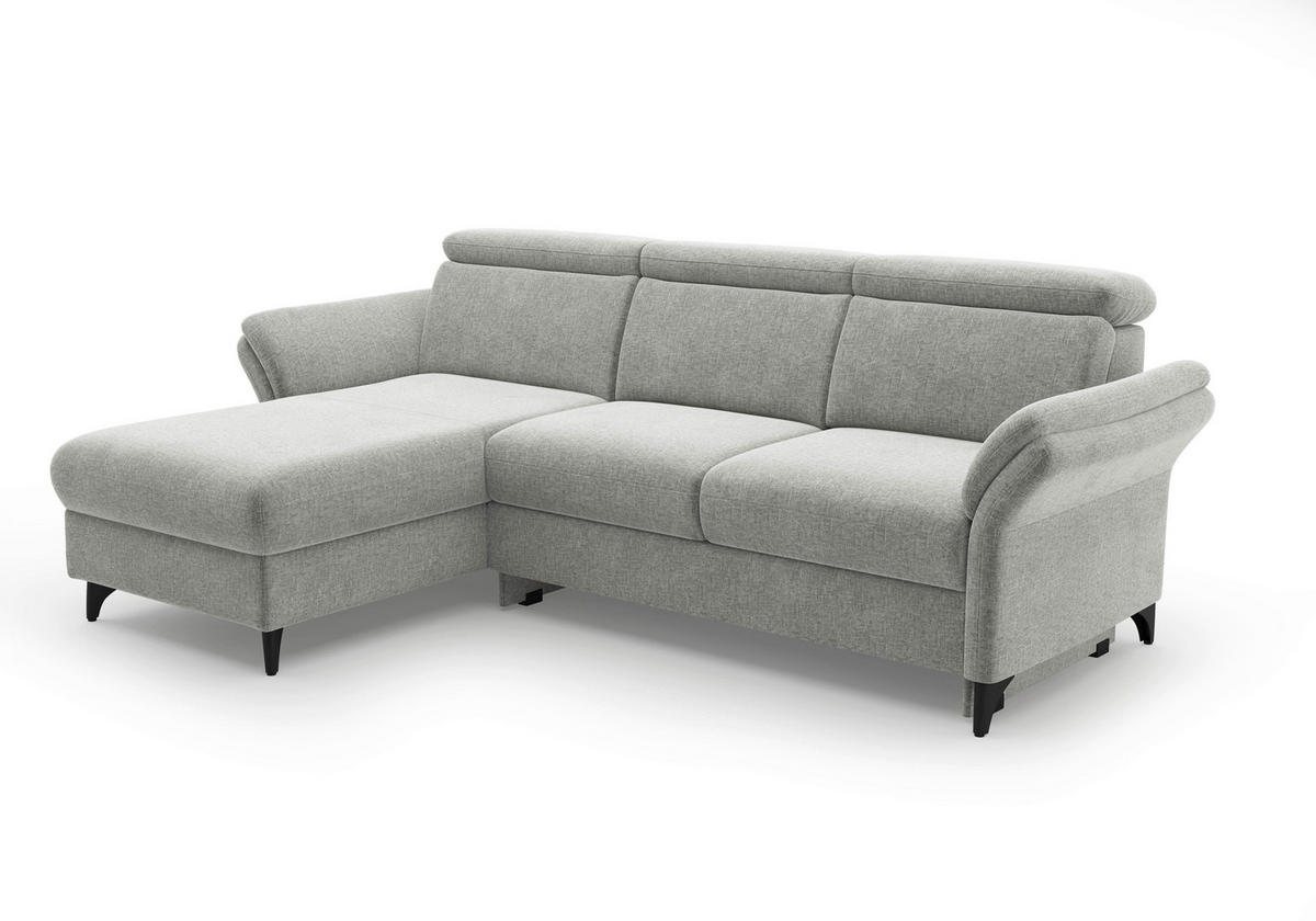ECKSOFA Flachgewebe Hellgrau  - Hellgrau/Schwarz, Konventionell, Textil/Metall (166/253cm) - Sit & More