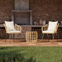 SADA NA BALKON 3dílné,  - černá/přírodní barvy, Moderní, kov/textil (56/72/66cm) - Beldano