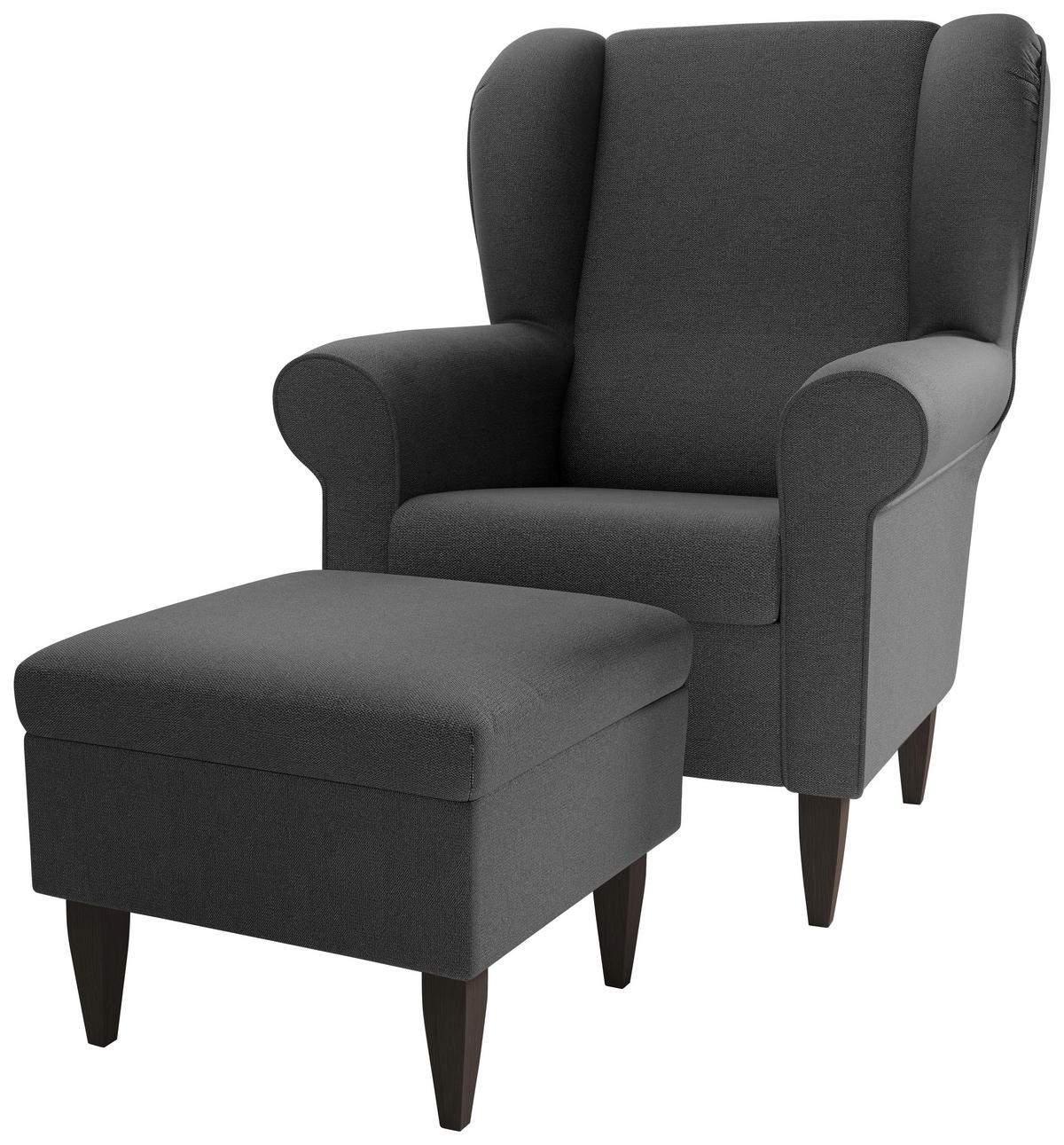 SESSELSET Struktur Anthrazit  - Wengefarben/Anthrazit, Konventionell, Holz/Textil (80/102/86cm) - Livetastic