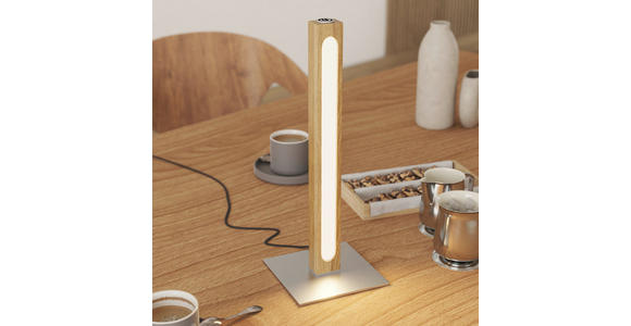LED-TISCHLEUCHTE 15/40/15 cm   - Eichefarben/Nickelfarben, LIFESTYLE, Holz/Kunststoff (15/40/15cm) - Novel