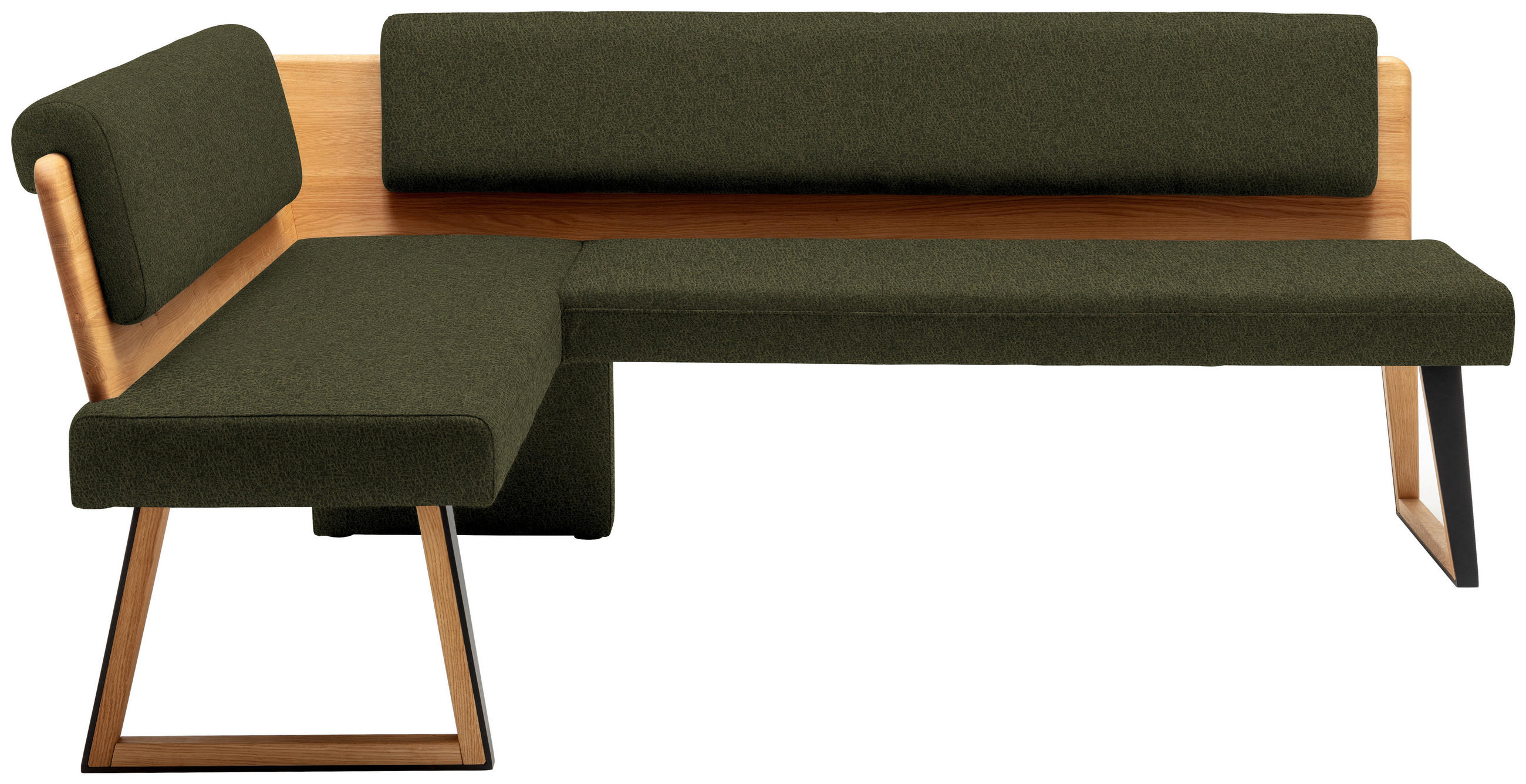 ECKBANK 155/195 cm  in Grün, Wildeiche  - Wildeiche/Schwarz, Design, Holz/Textil (155/195cm) - Venda