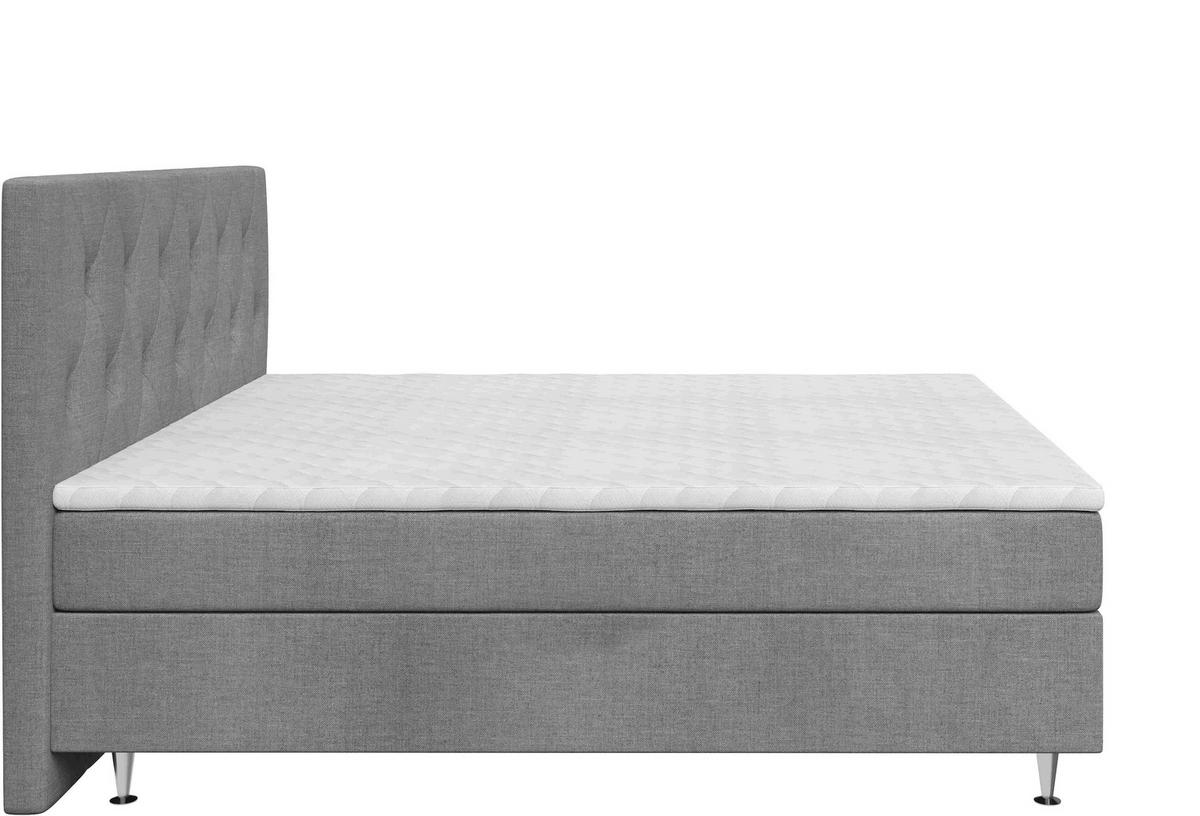 BOXSPRINGBETT 180/200 cm,  in Grau, Matratze, Bettkasten, Topper, H2 = mittel  - Silberfarben/Grau, KONVENTIONELL, Textil/Metall (180/200cm) - Chameo