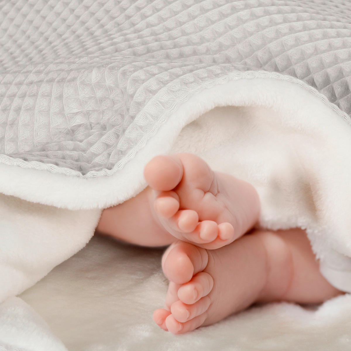 KUSCHELDECKE babybay Kuscheldecke 75x100 cm Waffelpiqué  - Grauweiß, Basics, Textil (100/75/1cm) - Babybay