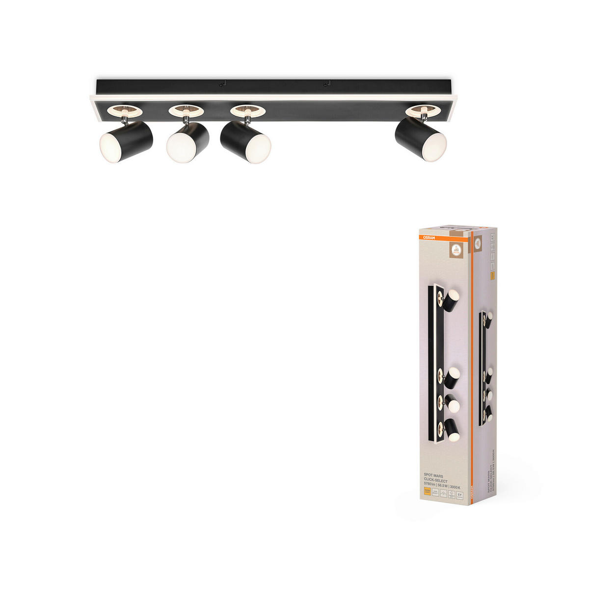 LED-STRAHLER 71,3/12/14,8 cm   - Schwarz, Basics, Kunststoff/Metall (71,3/12/14,8cm) - Osram