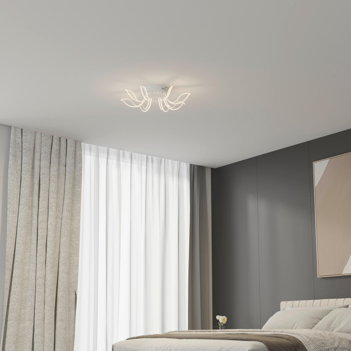 LED-DECKENLEUCHTE Dofida 58/20 cm  - Weiß, Design, Kunststoff/Metall (58/20cm) - Novel