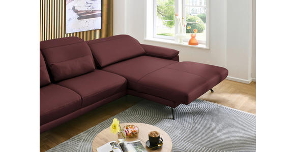 ECKSOFA in Echtleder Brombeere  - Brombeere/Schwarz, Design, Leder/Metall (332/193cm) - Dieter Knoll