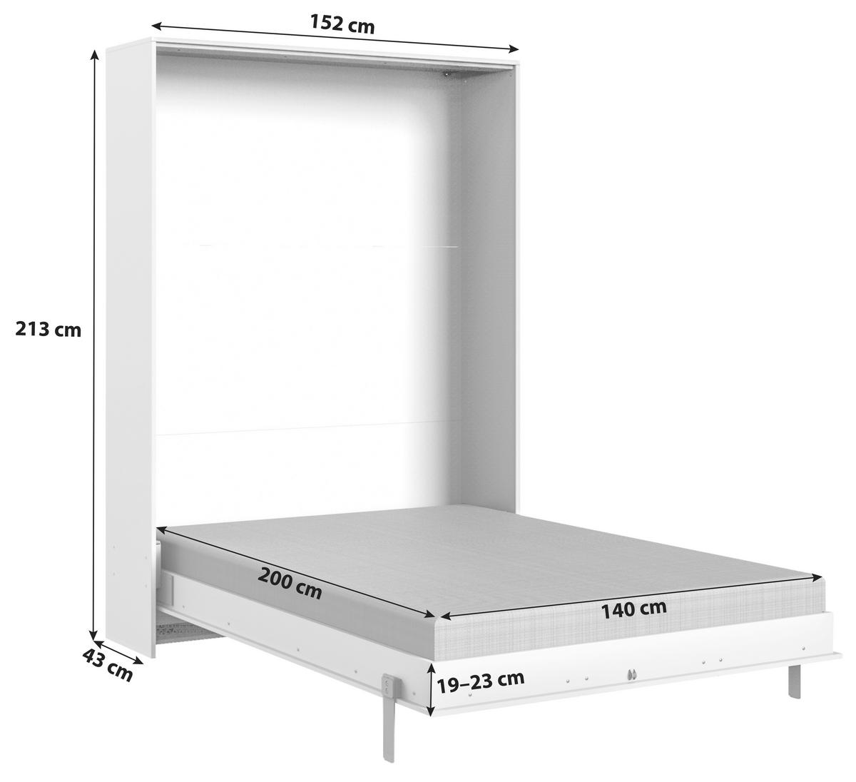 POSTELJA V OMARI   x  , leseni material  - barve hrasta, Konvencionalno, kovina/leseni material (140/200cm) - MID.YOU