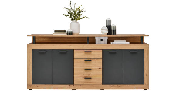 SIDEBOARD 195/88/38 cm  - Anthrazit/Schwarz, KONVENTIONELL, Holzwerkstoff/Kunststoff (195/88/38cm) - Xora