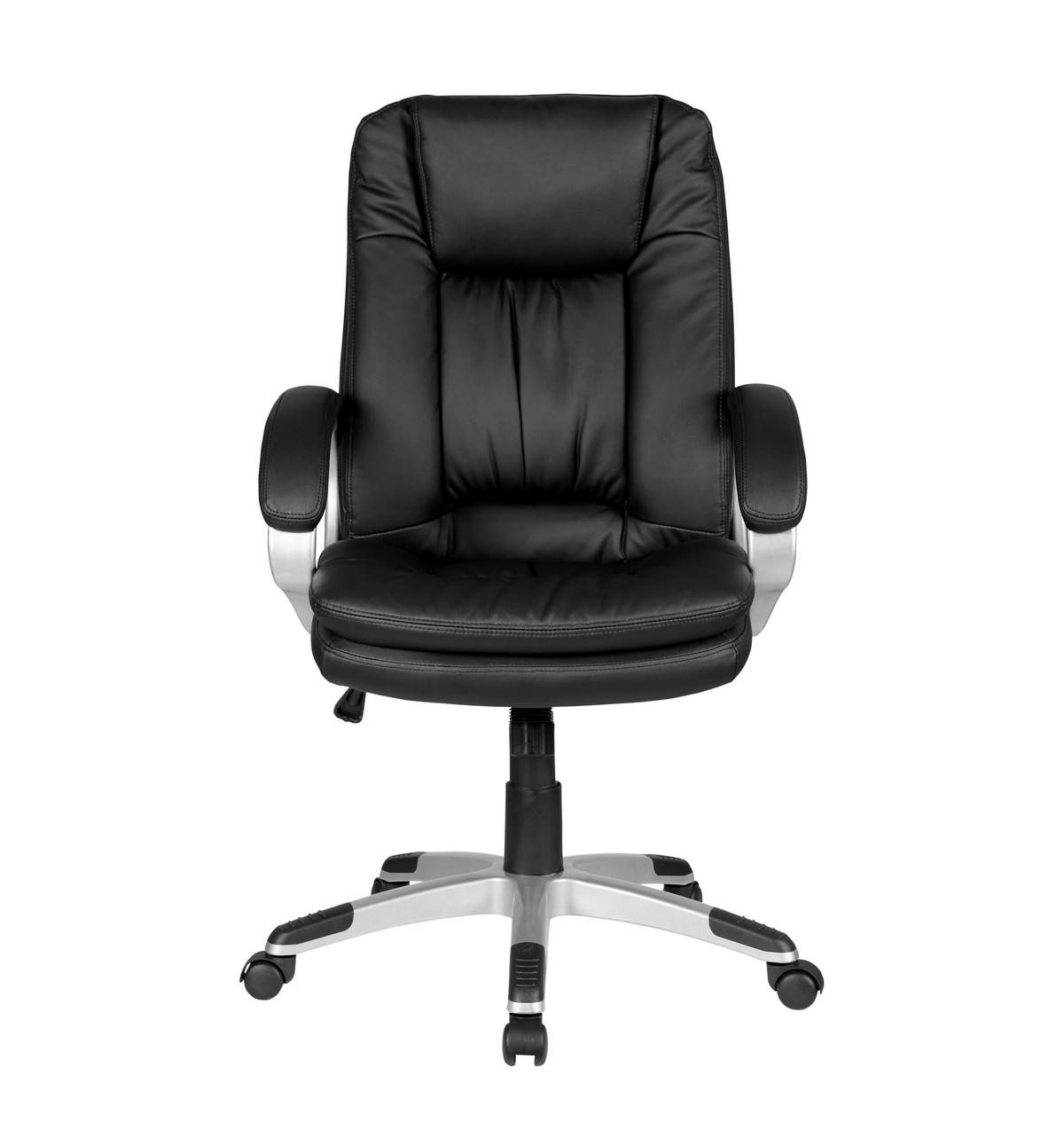 DREHSTUHL Lederlook Schwarz, Silberfarben  - Silberfarben/Schwarz, MODERN, Kunststoff/Textil (66/104/74cm) - Livetastic