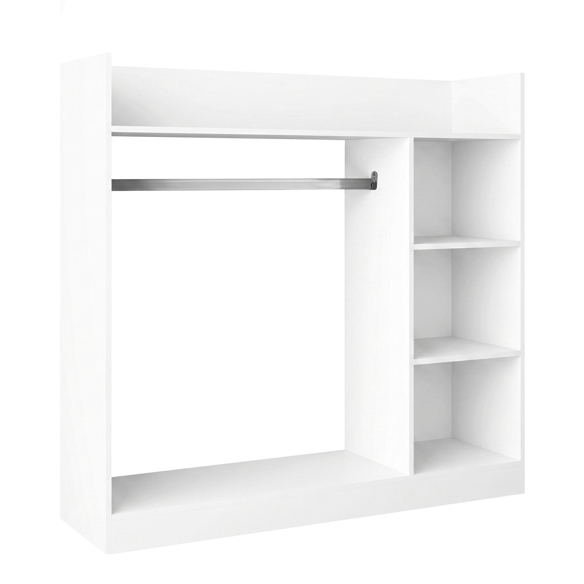ODPRTA OMARA ZA OBLAČILA - bela, Moderno, kovina/leseni material (118/115/35cm) - Livetastic