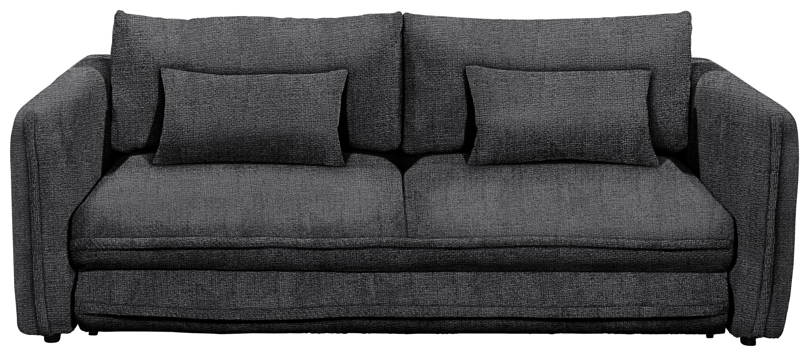 SCHLAFSOFA Mikrovelours Schwarz  - Schwarz, KONVENTIONELL, Kunststoff/Textil (237/94/117cm) - MID.YOU
