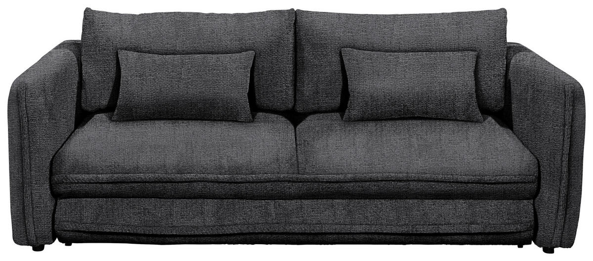 SCHLAFSOFA in Mikrovelours Schwarz  - Schwarz, KONVENTIONELL, Kunststoff/Textil (237/94/117cm) - MID.YOU