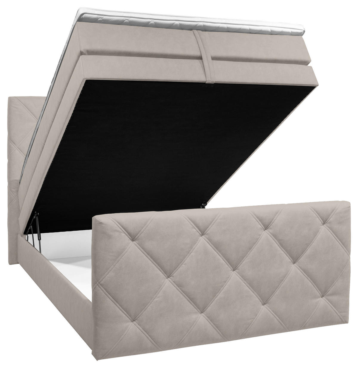 BOXSPRINGBETT 140/200 cm  in Grau  - Schwarz/Grau, KONVENTIONELL, Kunststoff/Textil (140/200cm) - Ti'me