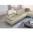 ECKSOFA in Echtleder Ecru  - Ecru/Schwarz, Design, Leder/Metall (325/157cm) - Dieter Knoll