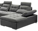 WOHNLANDSCHAFT Grau, Schwarz Webstoff  - Chromfarben/Schwarz, Design, Kunststoff/Textil (218/324/170cm) - MID.YOU