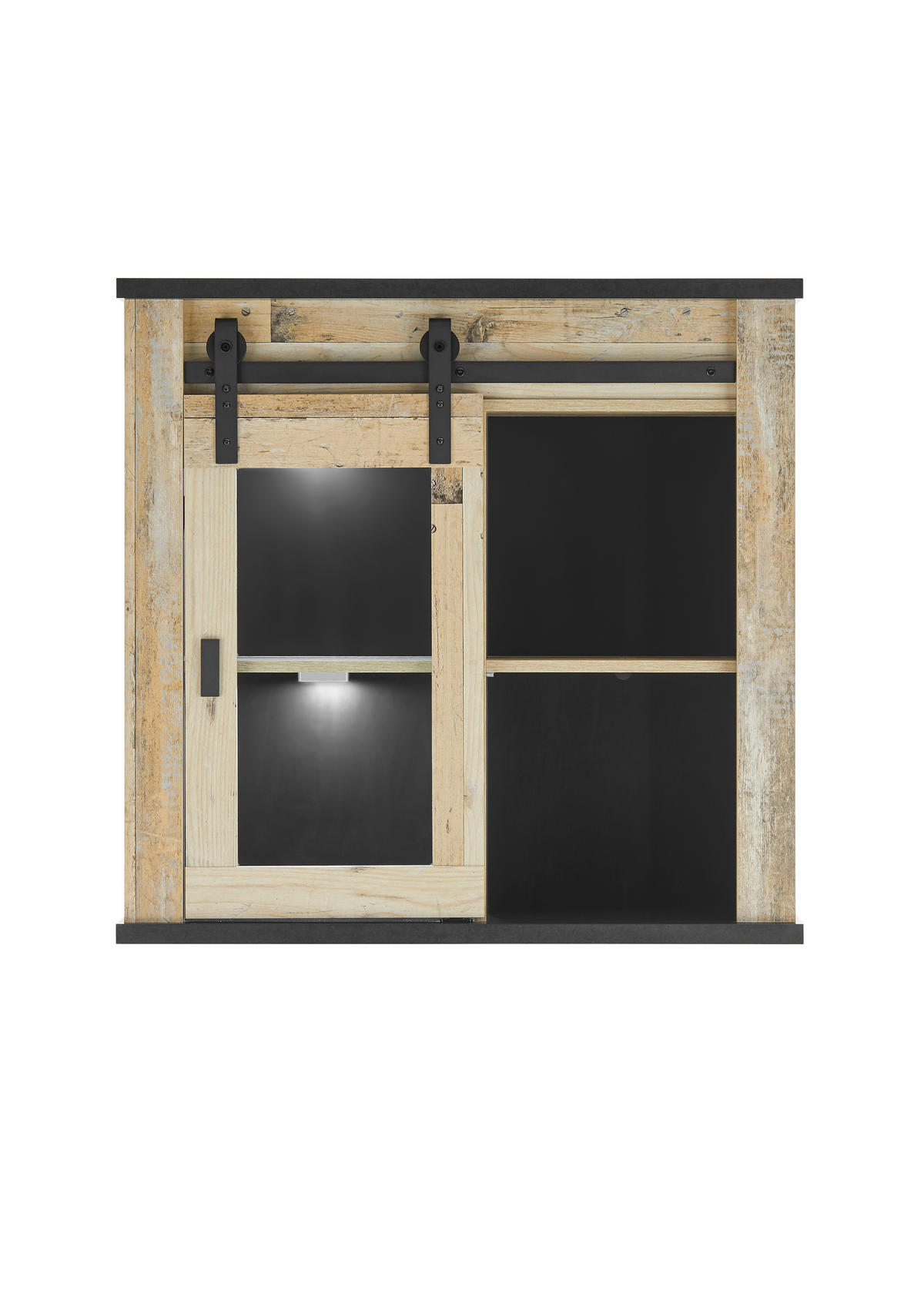 KÜCHENOBERSCHRANK 93/90/31 cm  in Anthrazit, Naturfarben  - Anthrazit/Schwarz, Trend, Glas/Holzwerkstoff (93/90/31cm) - MID.YOU