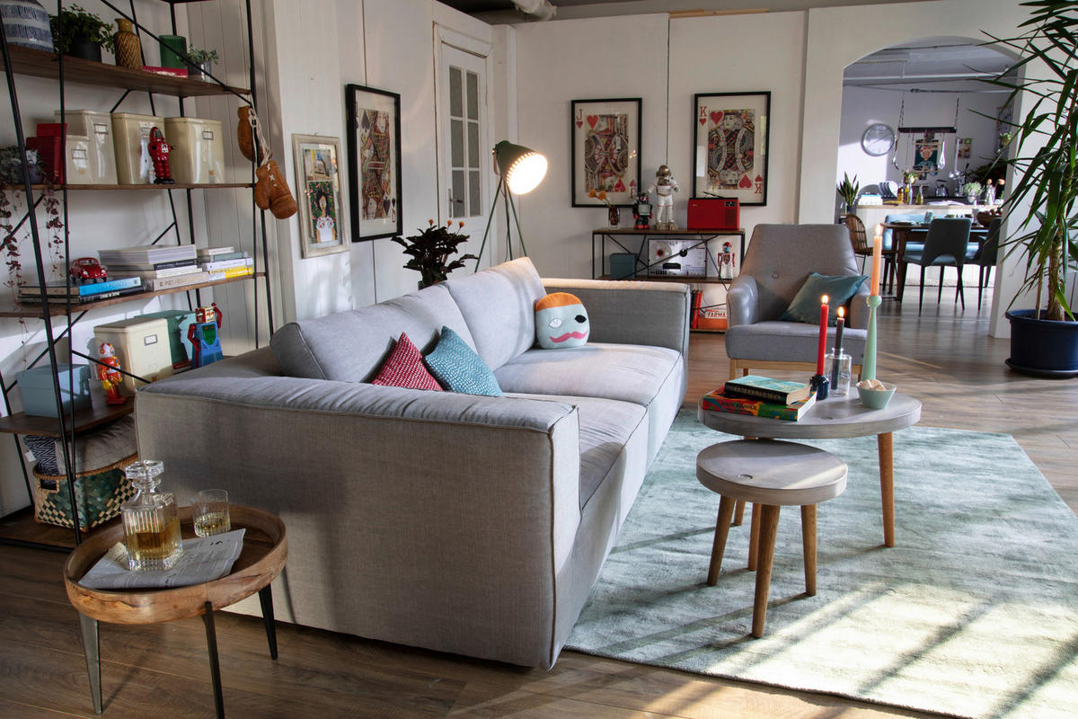 COUCHTISCH Mangoholz massiv 75/75/34 cm rund Naturfarben, Schwarz  - Schwarz/Naturfarben, Design, Holz/Metall (75/75/34cm) - MID.YOU