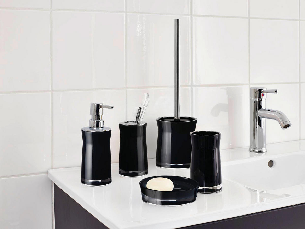 ZAHNPUTZBECHER Kunststoff  - Schwarz, Basics, Kunststoff (6,8/12/6,8cm)
