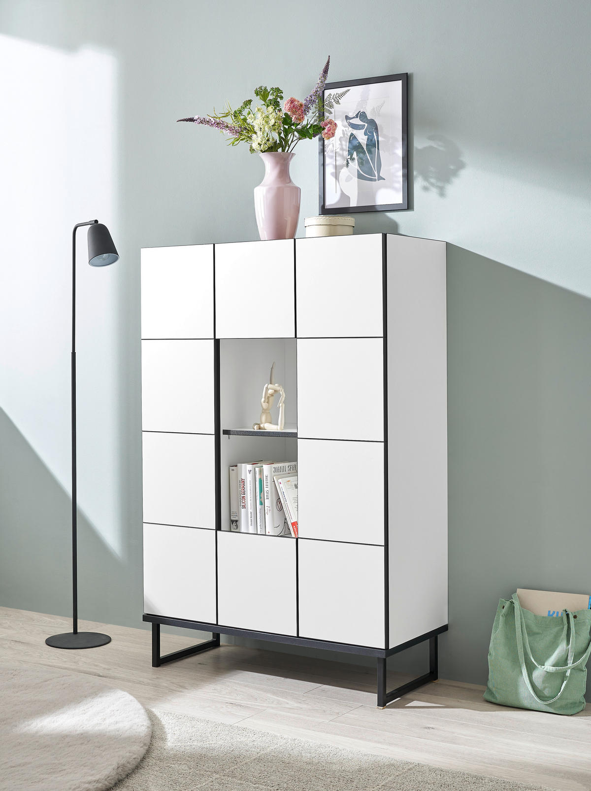 HIGHBOARD  in 90/136/40 cm  - Schwarz/Weiß, Design, Holzwerkstoff/Metall (90/136/40cm) - home24