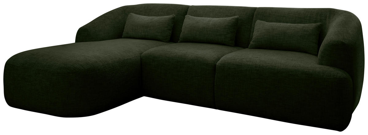ECKSOFA in Struktur Dunkelgrün  - Dunkelgrün/Schwarz, Modern, Kunststoff/Textil (160/256cm) - Livetastic