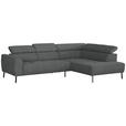 ECKSOFA in Webstoff Dunkelgrau  280/205 cm  - Dunkelgrau/Schwarz, Design, Textil/Metall (280/205cm) - Xora