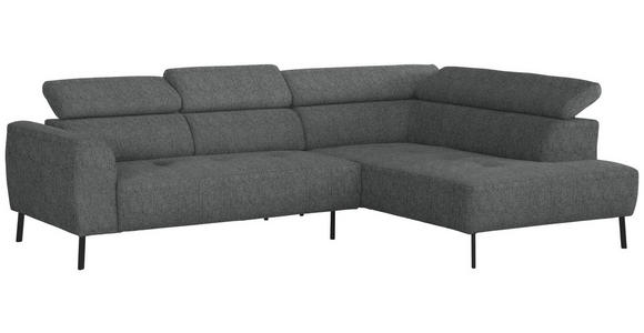 ECKSOFA in Webstoff Dunkelgrau 280/205 cm - Dunkelgrau/Schwarz, Design, Textil/Metall (280/205cm) - Xora