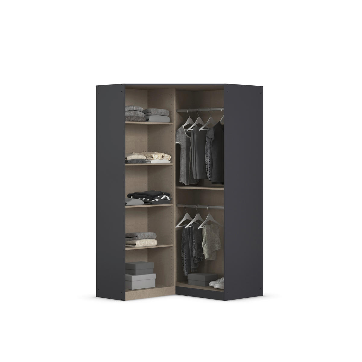 ECKKLEIDERSCHRANK 117/197/104 cm  - Chromfarben/Grau, Modern, Holzwerkstoff (117/197/104cm) - Rauch Möbel