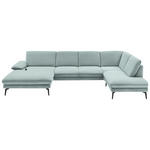 WOHNLANDSCHAFT Mintgrün Webstoff  - Schwarz/Mintgrün, Design, Textil/Metall (180/344/208cm) - Dieter Knoll