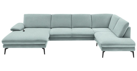 WOHNLANDSCHAFT Mintgrün Webstoff  - Schwarz/Mintgrün, Design, Textil/Metall (180/344/208cm) - Dieter Knoll