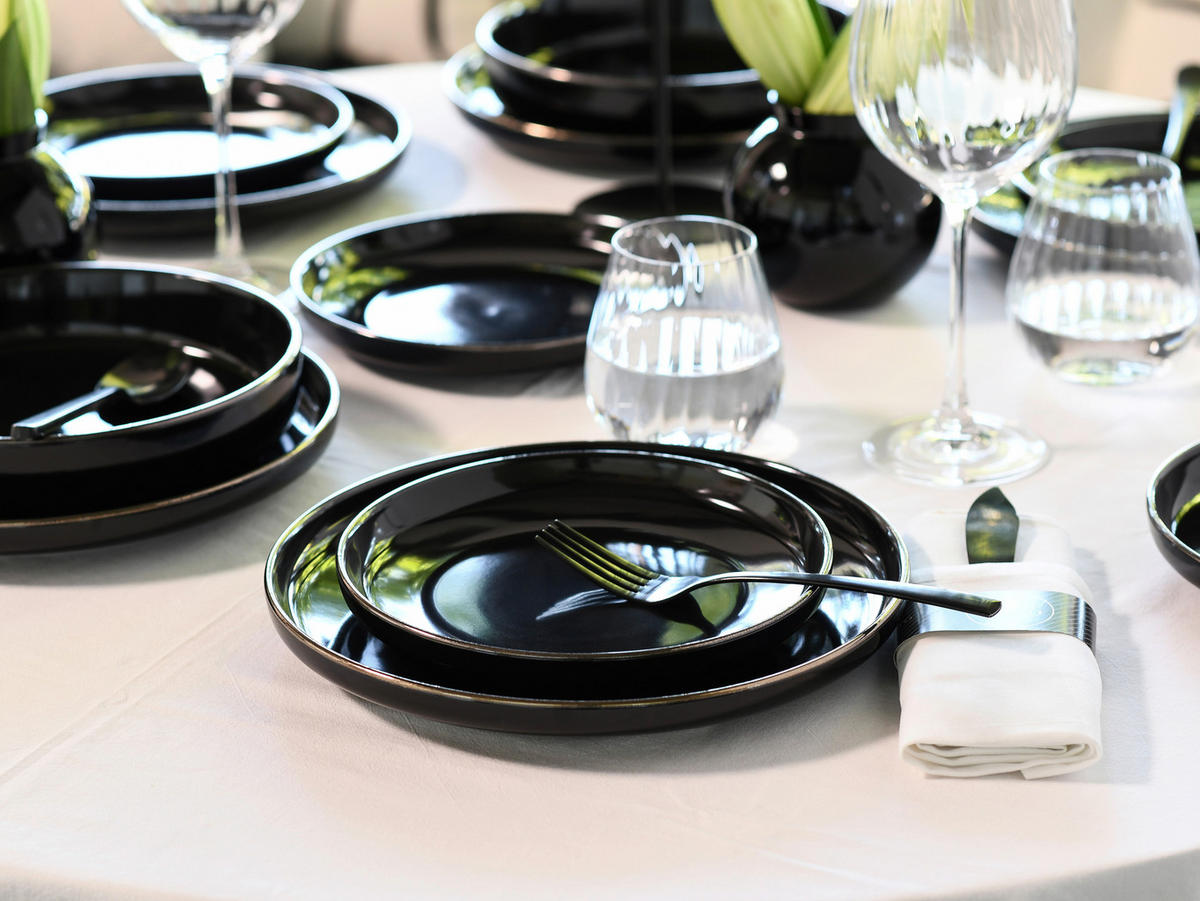 SERVIS Nordic Festive Schwarz 18 delar  - svart/guldfärgad, Basics, keramik - Creatable