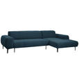 ECKSOFA in Chenille Blau  311/167 cm  - Blau/Schwarz, Design, Textil/Metall (311/167cm) - Xora